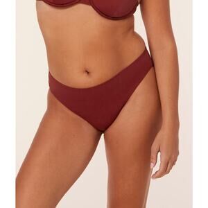 NWT Andie Women's The Hipster Bikini Bottom Low Rise Truffle Red Size L